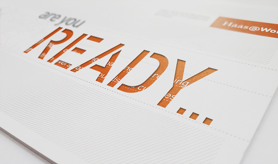 Branding for university program cover with diecut